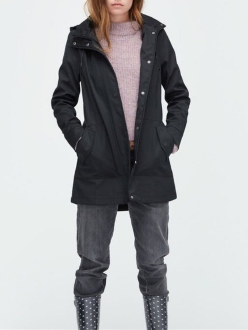UGG Black Hooded Trench Coat. Size L